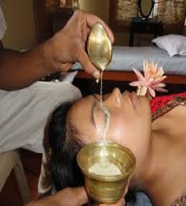 Netra Sek:- Netra means eye and tarpan means giving strength to the eyes. The medicated ghee is poured over the eyelids in an enclosure built 
                        around the eye out of black mung flour. It is said to be an excellent treatment to improve vision and clarity of mind. It relieves tiredness and improves eyesight